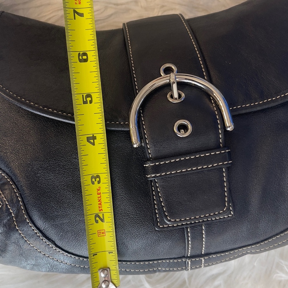 Vintage Coach Black Leather Shoulder Bag with Silver Accents - Picture 10 of 14